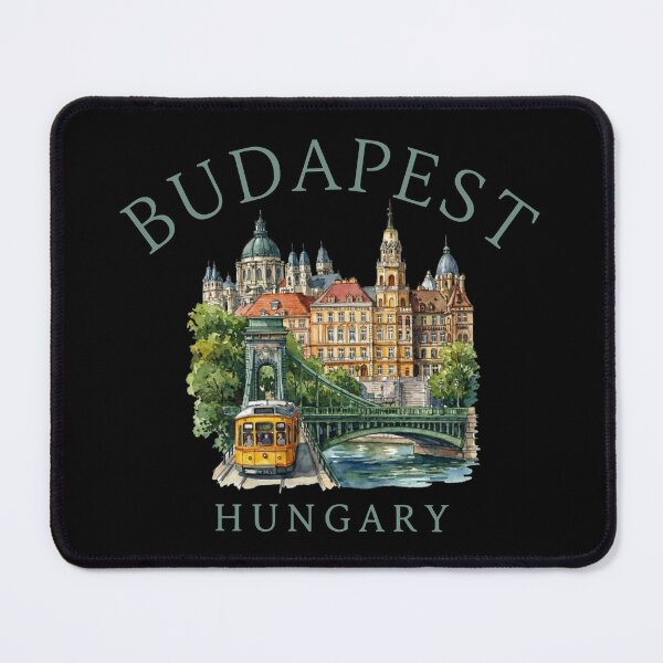 Item preview, Title: Budapest Hungary Watercolor Cityscape with Tram designed and sold by Shopeon Designs.