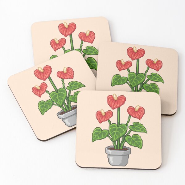Item preview, Pixel Art Anthurium Plant designed and sold by Potato Quality Prints.