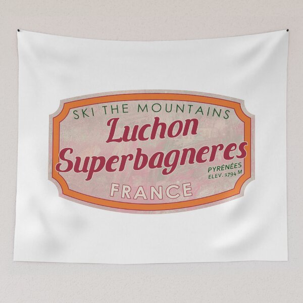 Item preview, Luchon Superbagnères, France, Pyrénées, Ski, textured skiing badge designed and sold by Wanderful-roads.