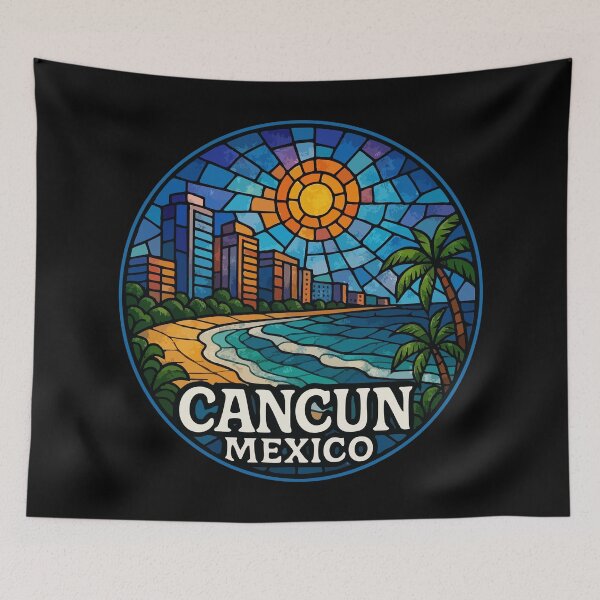 Item preview, Cancun Mexico Stained Glass Art designed and sold by TomFrontierArt.