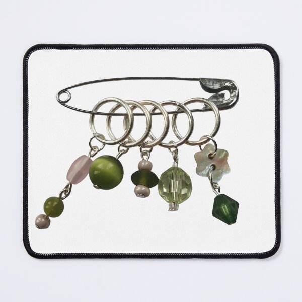 Item preview, Green and pink stitch marker charms designed and sold by starlitknits_.