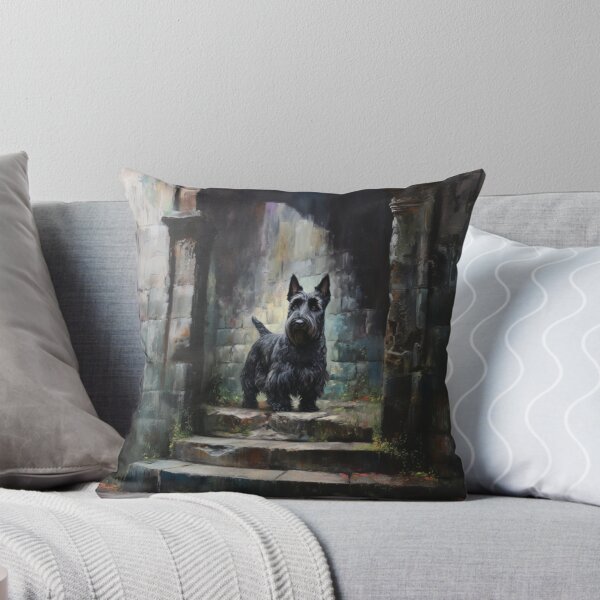 Item preview, A Scottish Terrier standing proudly on ancient castle ruins, Dogs in Motion designed and sold by CDC40.