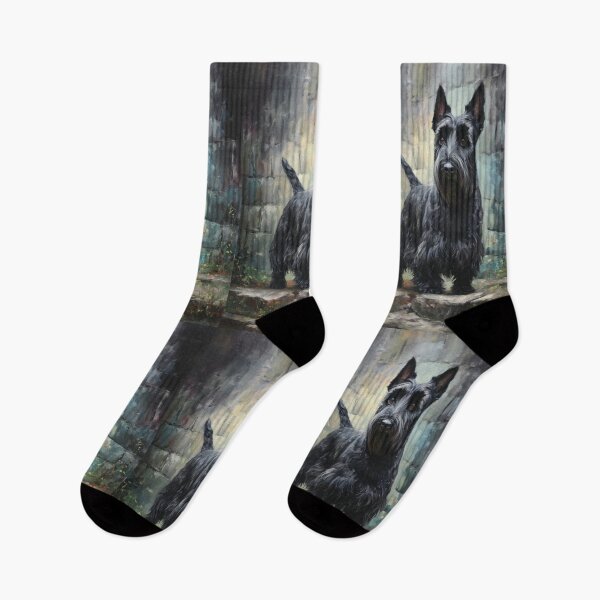 Item preview, A Scottish Terrier standing proudly on ancient castle ruins, Dogs in Motion designed and sold by CDC40.