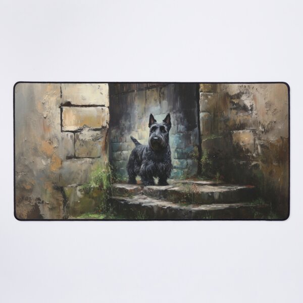 Item preview, A Scottish Terrier standing proudly on ancient castle ruins, Dogs in Motion designed and sold by CDC40.