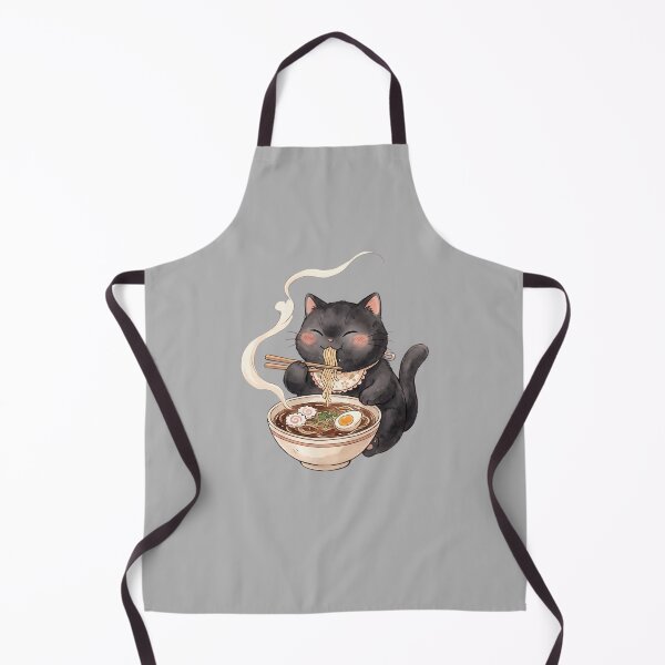 Artikelvorschau, Süße Schwarze Katze Isst Ramen Nudeln Aquarell Illustration Kunst entworfen und verkauft von ViviNyks.