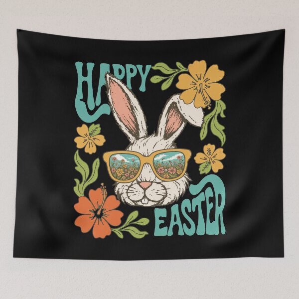 Item preview, Retro Groovy Bunny Floral Portrait designed and sold by SignumShop.