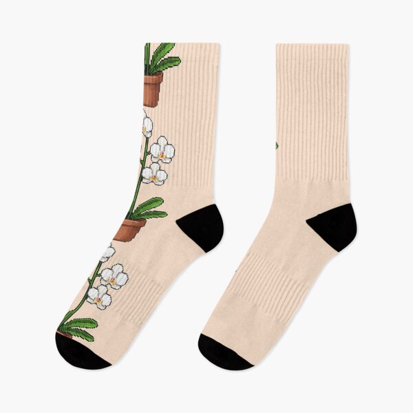 Item preview, Pixel Art White Orchid Plant designed and sold by Potato Quality Prints.