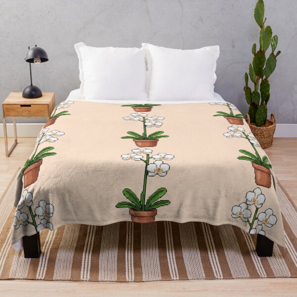 Item preview, Pixel Art White Orchid Plant designed and sold by Potato Quality Prints.