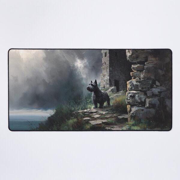 Item preview, A Scottish Terrier standing proudly on ancient castle ruins, Dogs in Motion designed and sold by CDC40.