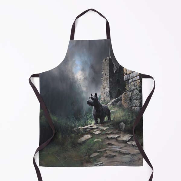 Item preview, A Scottish Terrier standing proudly on ancient castle ruins, Dogs in Motion designed and sold by CDC40.