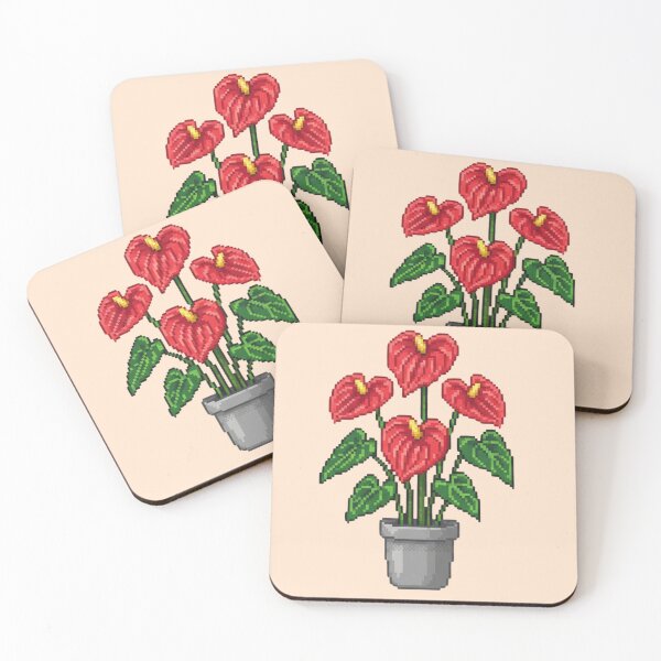 Item preview, Pixel Art Anthurium Plant designed and sold by Potato Quality Prints.