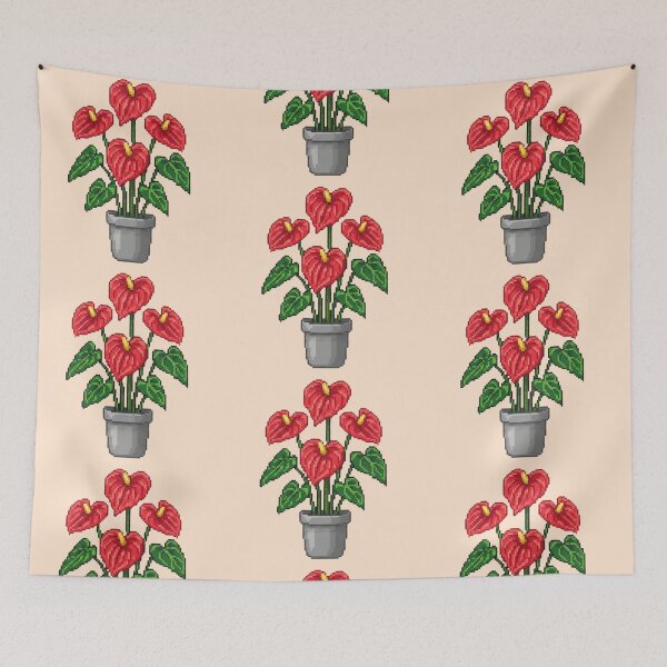Item preview, Pixel Art Anthurium Plant designed and sold by Potato Quality Prints.