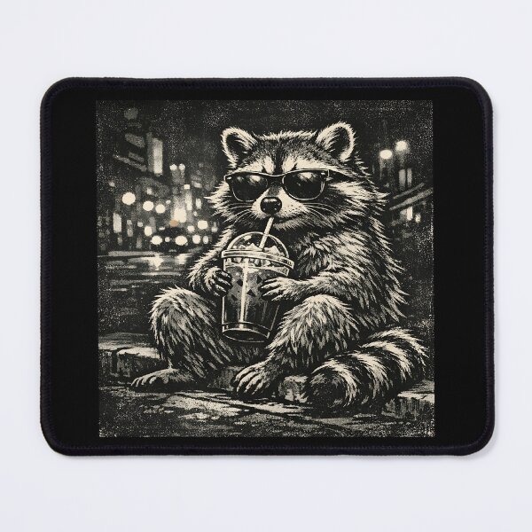 Item preview, Raccoon Drinking Iced Coffee Funny Vintage Photo designed and sold by KLArtzStore.