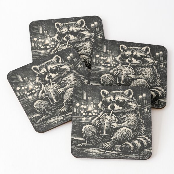 Item preview, Raccoon Drinking Iced Coffee Funny Vintage Photo designed and sold by KLArtzStore.