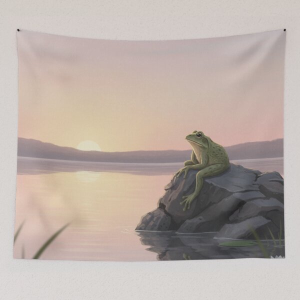 Item preview, Solitary Frog Facing the Sunset designed and sold by HeyHas.