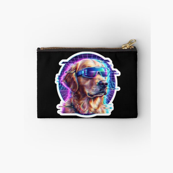 Item preview, Cyberpunk Golden Retriever Retro Synthwave Glitch Art designed and sold by RiotKida.
