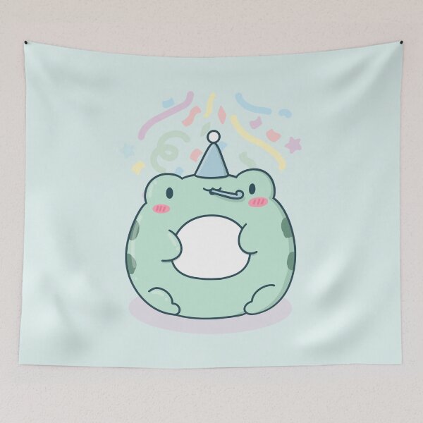 Item preview, Kawaii Frog with Party Hat and Noise Maker designed and sold by ShyHomebodyClub.
