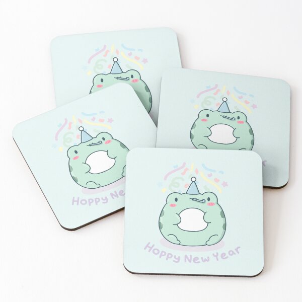 Item preview, Hoppy New Year - Kawaii Frog with Party Hat and Noise Maker designed and sold by ShyHomebodyClub.
