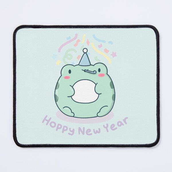 Item preview, Hoppy New Year - Kawaii Frog with Party Hat and Noise Maker designed and sold by ShyHomebodyClub.