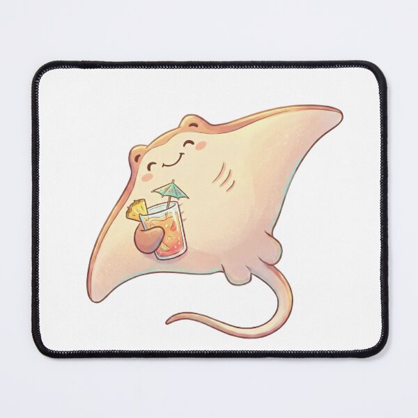 Item preview, Aesthetic Manta ray holding a tropical drink designed and sold by Alohadreams.