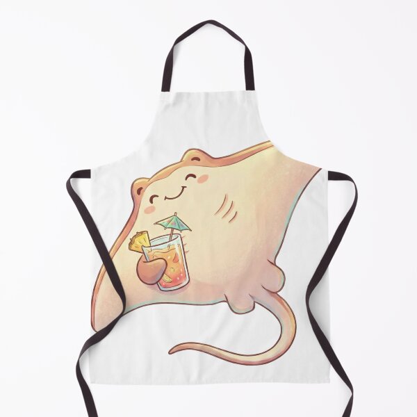 Item preview, Aesthetic Manta ray holding a tropical drink designed and sold by Alohadreams.