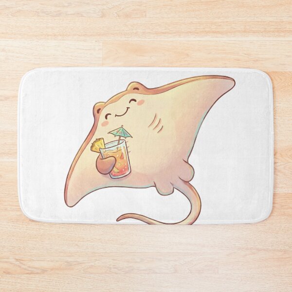Item preview, Aesthetic Manta ray holding a tropical drink designed and sold by Alohadreams.