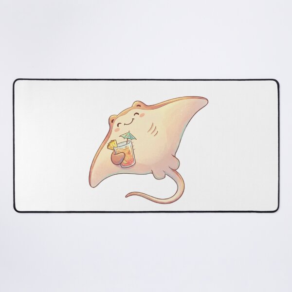 Item preview, Aesthetic Manta ray holding a tropical drink designed and sold by Alohadreams.