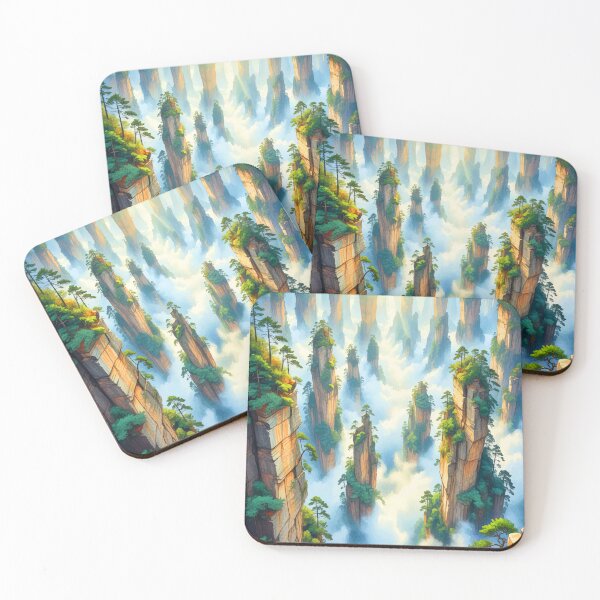 Item preview, Zhangjiajie China Avatar Mountains - Misty Vector Art designed and sold by TheDesignDen21.