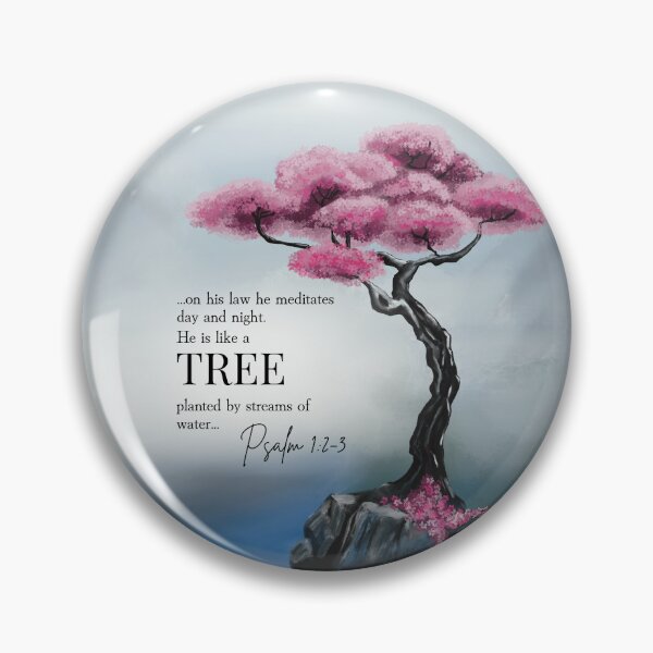 Item preview, Psalm 1 Tree Planted by Streams – Pink Blossom Bible Art designed and sold by FruitfullyC.