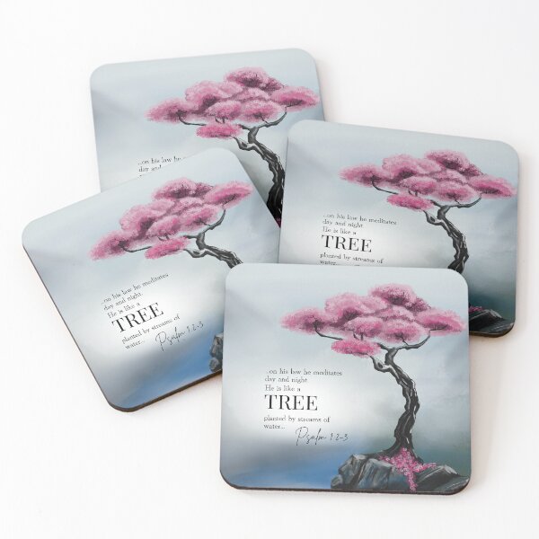 Item preview, Psalm 1 Tree Planted by Streams – Pink Blossom Bible Art designed and sold by FruitfullyC.