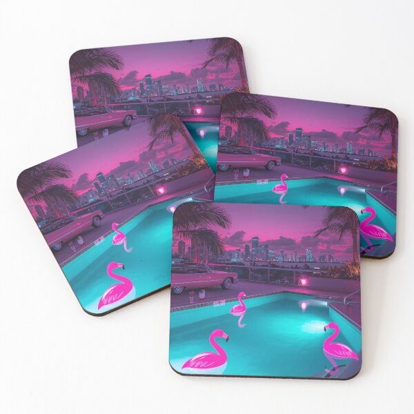 Item preview, Rooftop Pool Miami Penthouse Twilight Neon Luxury Retrowave Art designed and sold by Kynura.