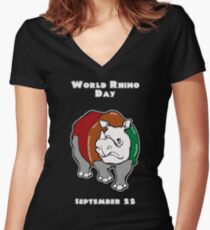 World Rhino Day Women's Fitted V-Neck T-Shirt