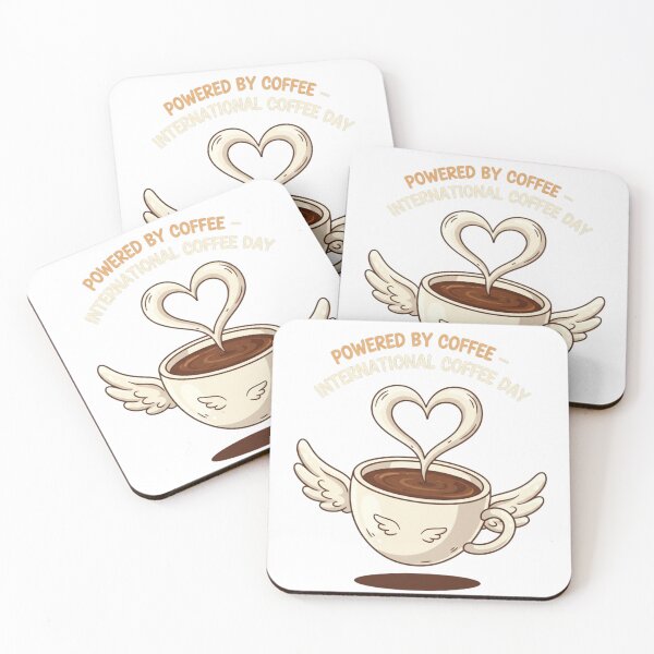 Item preview, Powered by Coffee Cartoon – International Coffee Day Design designed and sold by YK SHOP.