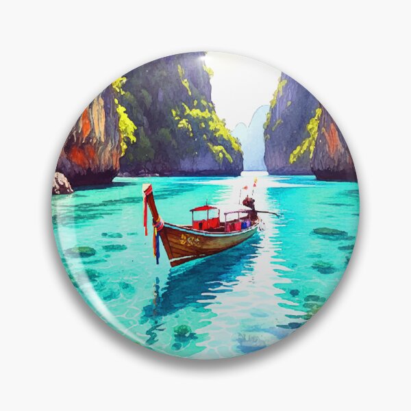 Item preview, Phi Phi Islands Thailand - Turquoise Lagoon Watercolor designed and sold by TheDesignDen21.