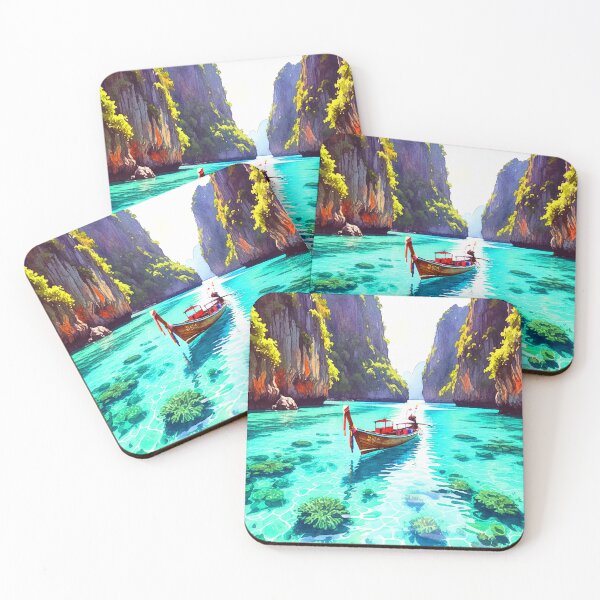 Item preview, Phi Phi Islands Thailand - Turquoise Lagoon Watercolor designed and sold by TheDesignDen21.