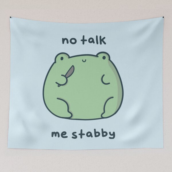 Item preview, No Talk Me Stabby - Kawaii Pastel Froggy Holding Knife designed and sold by ShyHomebodyClub.