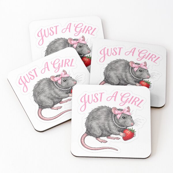 Item preview, "Just A Girl" Funny Coquette Rat with Strawberry Meme designed and sold by RiotKida.