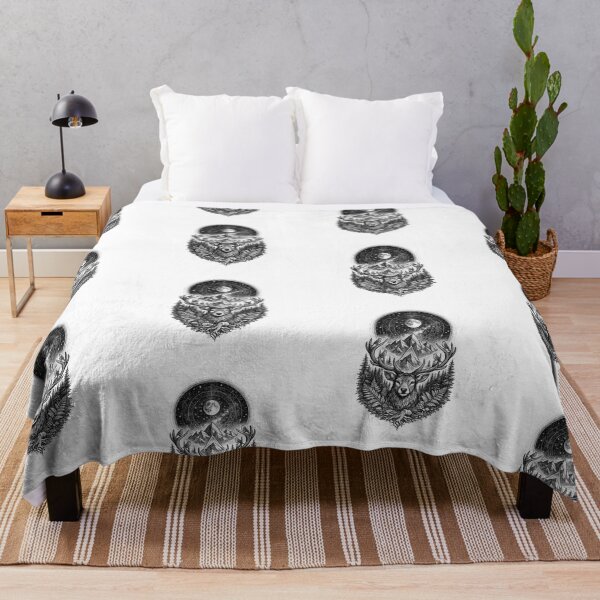 Item preview, Mystic Deer Mountain Moon Black and White Design designed and sold by t-patterns.