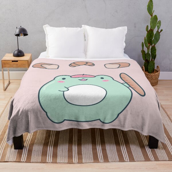 Item preview, Cute Froggy Holding Bread - Kawaii Pastel Frog designed and sold by ShyHomebodyClub.