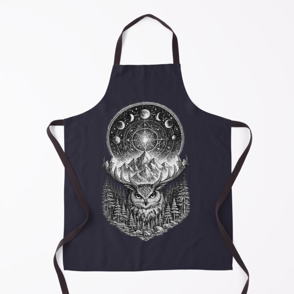 Item preview, Mystic Owl Antlers Moon Phases Black and White Design designed and sold by t-patterns.