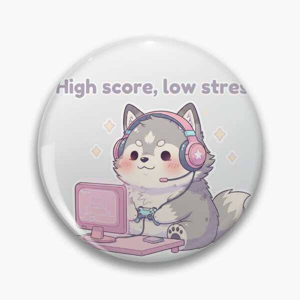 Item preview, High Score Low Stress – Cute Gamer Wolf Kawaii Design designed and sold by soletstudio.