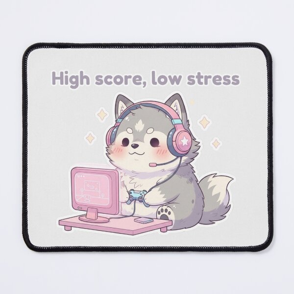 Item preview, High Score Low Stress – Cute Gamer Wolf Kawaii Design designed and sold by soletstudio.