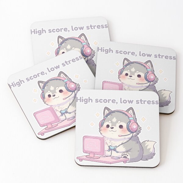Item preview, High Score Low Stress – Cute Gamer Wolf Kawaii Design designed and sold by soletstudio.