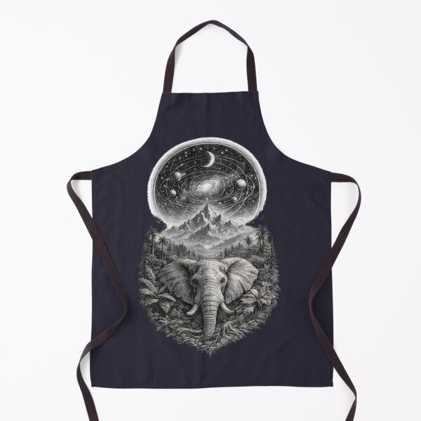 Item preview, Mystic Elephant Cosmic Mountain Black and White Design designed and sold by t-patterns.