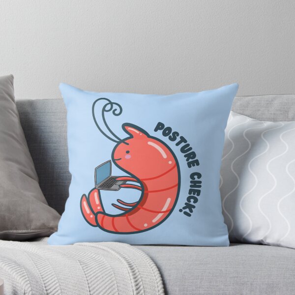 Item preview, Posture Check Cute Shrimp with Laptop designed and sold by ShyHomebodyClub.