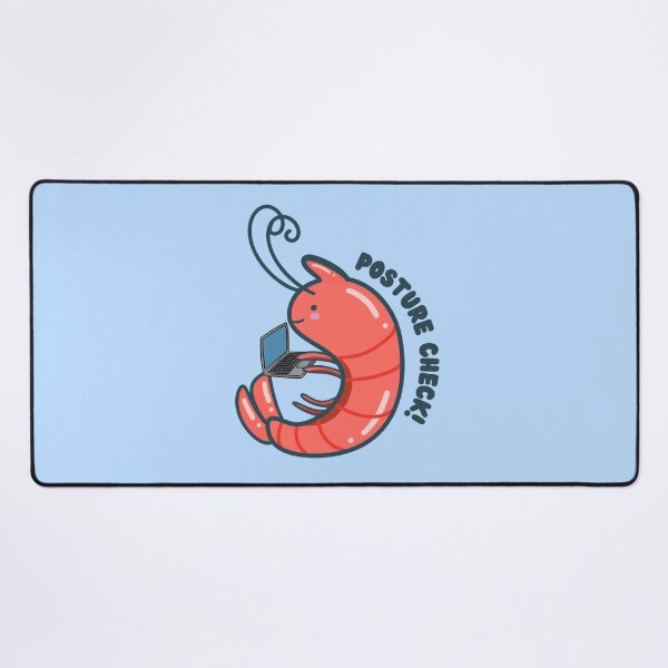 Item preview, Posture Check Cute Shrimp with Laptop designed and sold by ShyHomebodyClub.