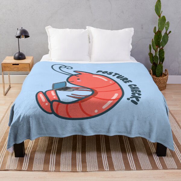 Item preview, Posture Check Cute Shrimp with Laptop designed and sold by ShyHomebodyClub.