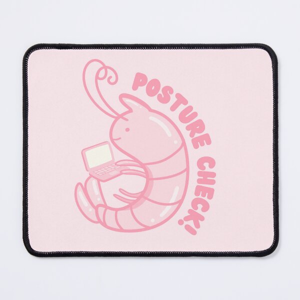 Item preview, Posture Check Cute Pink Shrimp with Laptop designed and sold by ShyHomebodyClub.