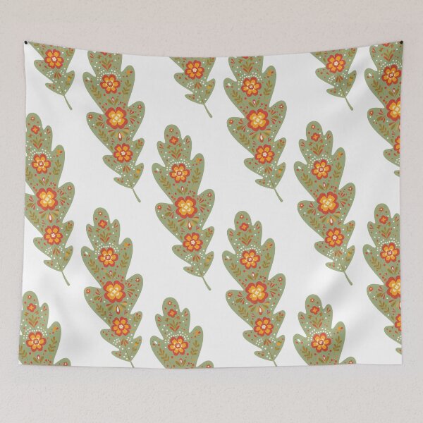 Item preview, Green Oak Leaf – Scandinavian Folk Art by heidiannemorris © designed and sold by FOLK ART FUSION by heidiannemorris.