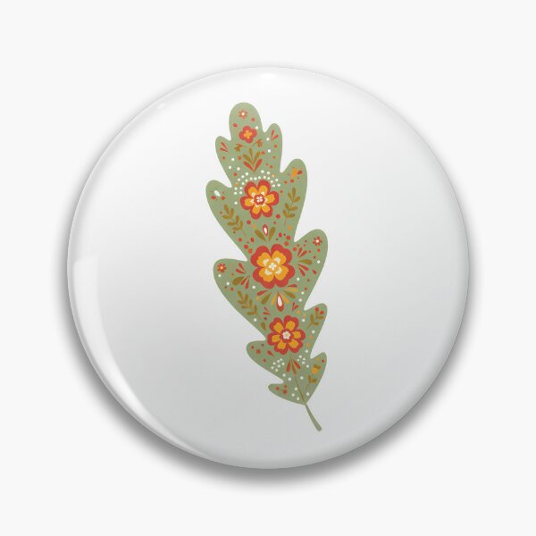Item preview, Green Oak Leaf – Scandinavian Folk Art by heidiannemorris © designed and sold by FOLK ART FUSION by heidiannemorris.